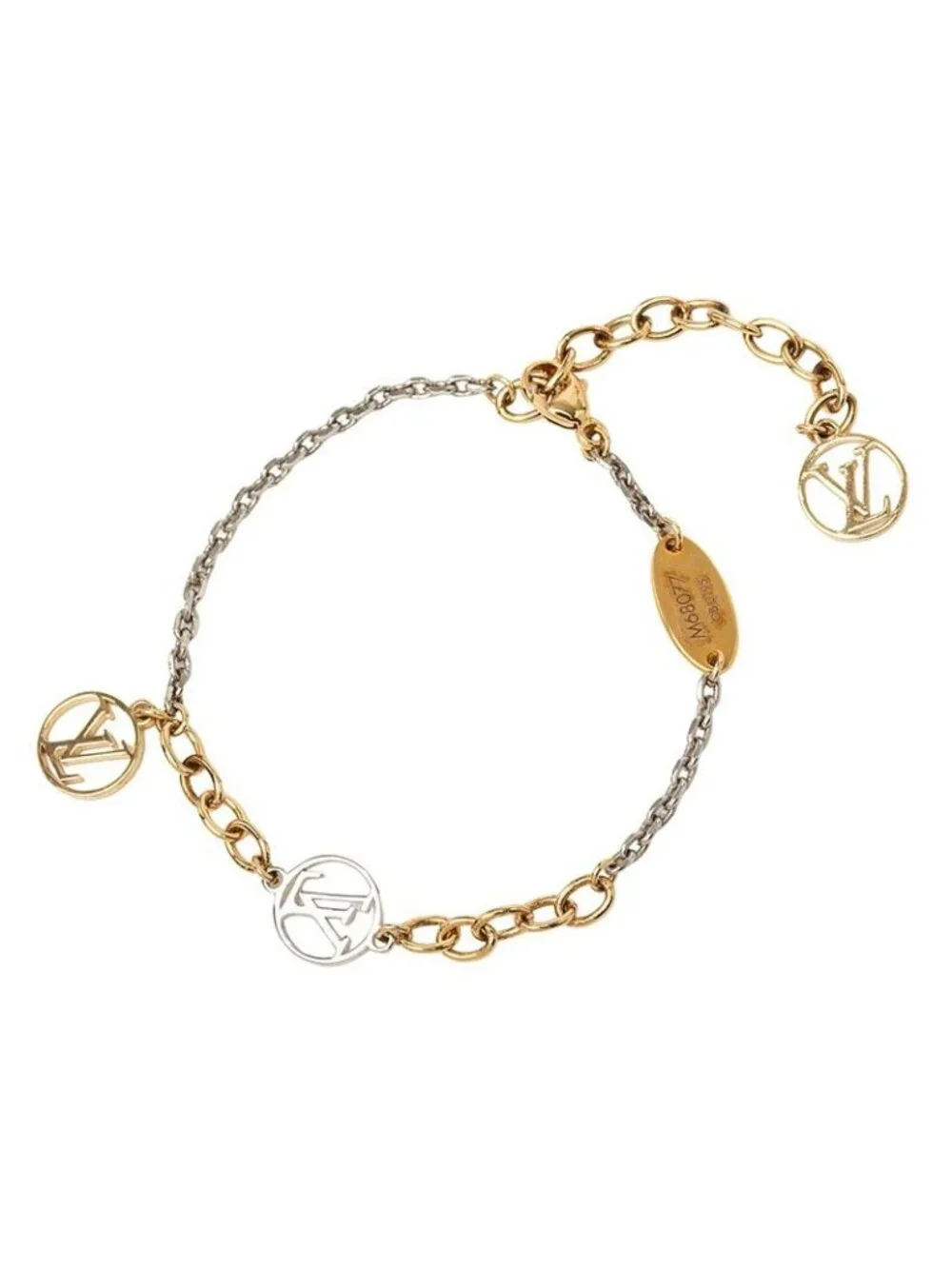 Louis Vuitton Bracelet Logo Mania Chain Gold Silver Plated Metal